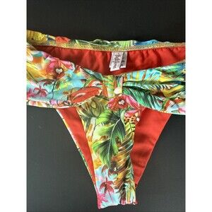 Luli Fama Penelolope bikini bottom green/multicolor tropical flora Size XS